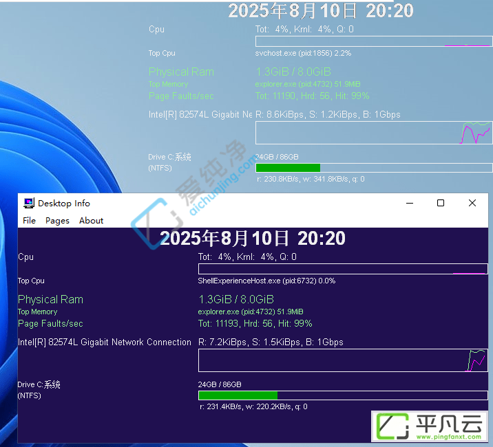 DesktopInfo,免费软件,实时显示,系统信息,桌面工具